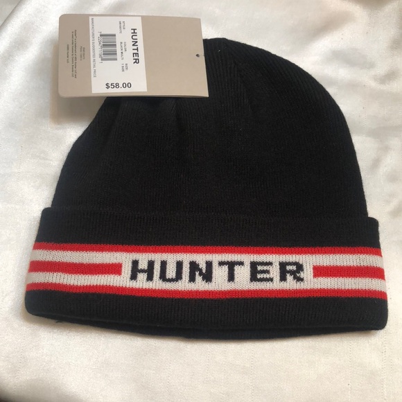 Hunter Branded Striped Cuffed Beanie Hat Color Black Multi One Size NWT - Picture 3 of 14